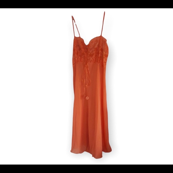 Lace Orange Silk Nightgown - Picture 3 of 5